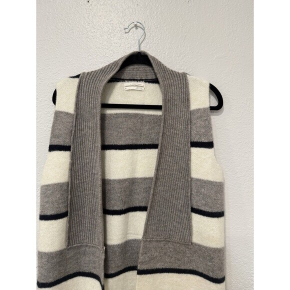 Anthropologie Womens Long Striped Open Front Knit Vest Sweater Size Xs Warm Soft - Picture 3 of 4